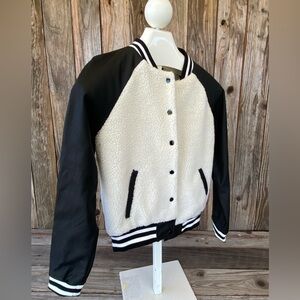 Forever Flower Black and White Women's Varsity Jacket